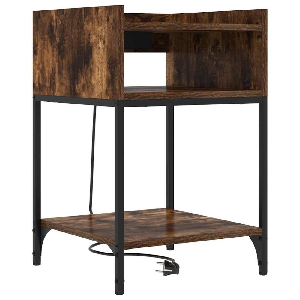 vidaXL Dulap de noapte Stejar afumat 40 x 40 x 61 cm Lemn compozit