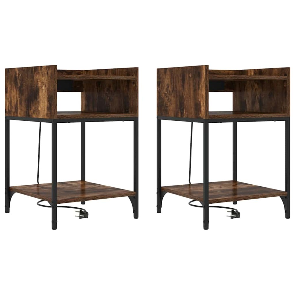 vidaXL Noptiere 2 pcs Stejar afumat 40 x 40 x 61 cm Lemn compozit