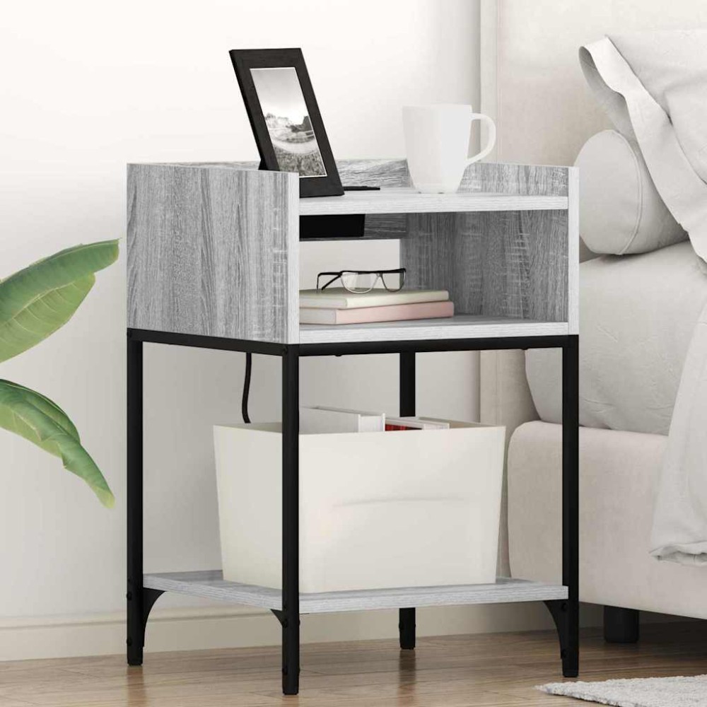 vidaXL Dulap de noapte sonoma gri 40 x 40 x 61 cm Lemn compozit