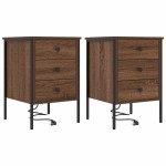 vidaXL Dulap de noapte cu sertar 2 pcs Stejar închis 42 x 41 x 61 cm