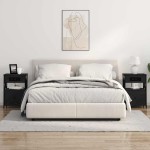 vidaXL Dulap de noapte cu sertar 2 pcs Stejar Negru 40 x 31 x 60 cm