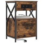 vidaXL Dulap de noapte cu sertar 2 pcs Stejar fumuriu 40 x 31 x 60 cm