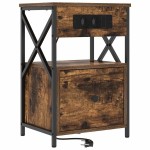 vidaXL Dulap de noapte cu sertar 2 pcs Stejar fumuriu 40 x 31 x 60 cm