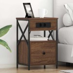 vidaXL Dulap de noapte Stejar brun 40 x 31 x 60 cm Lemn compozit vidaXL Dulap de noapte Stejar brun 40 x 31 x 60 cm Lemn compozit