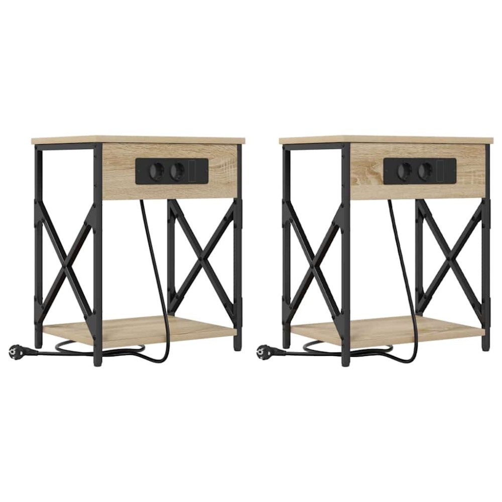 vidaXL Dulap de noapte cu sertar 2 pcs Stejar sonoma 41 x 31 x 51 cm