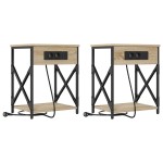 vidaXL Dulap de noapte cu sertar 2 pcs Stejar sonoma 41 x 31 x 51 cm vidaXL Dulap de noapte cu sertar 2 pcs Stejar sonoma 41 x 31 x 51 cm