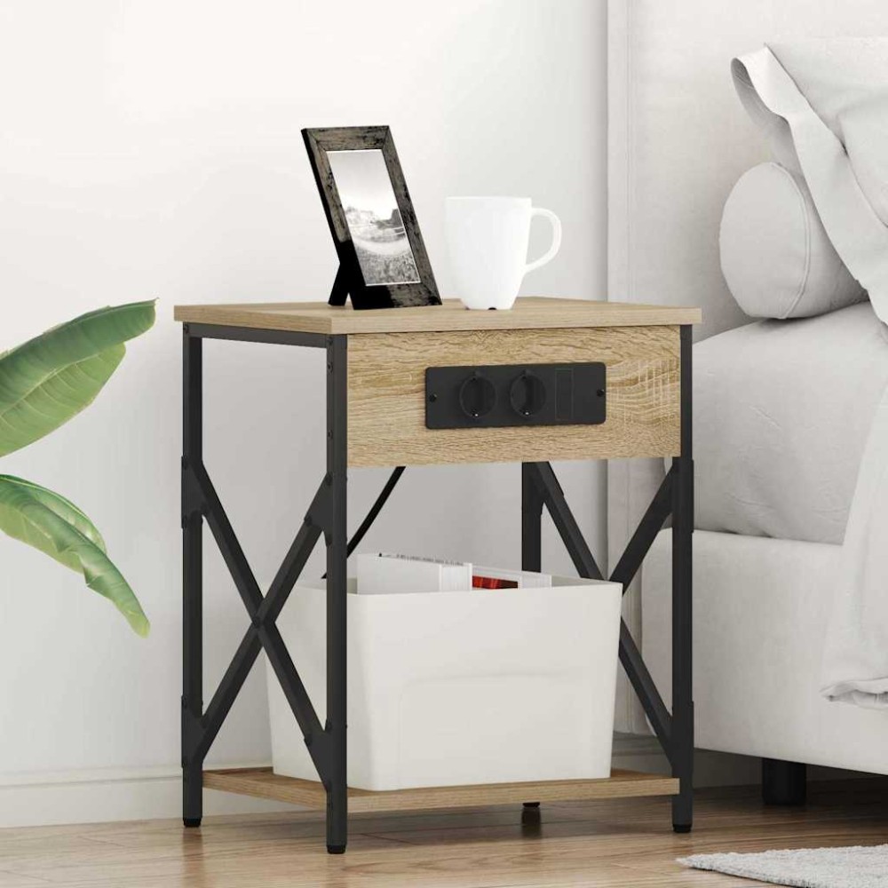 vidaXL Dulap de noapte cu sertar 2 pcs Stejar sonoma 41 x 31 x 51 cm