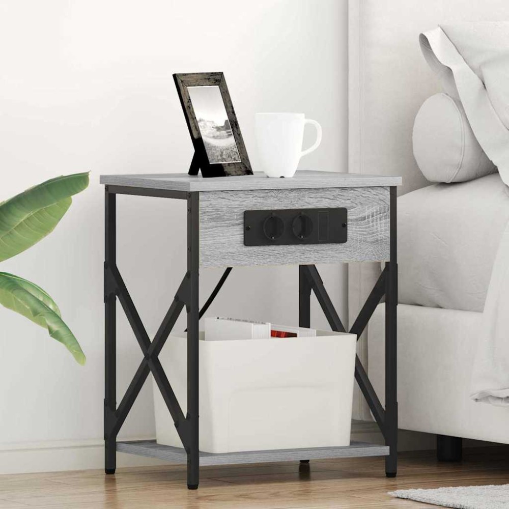 vidaXL Dulap de noapte sonoma gri 41 x 31 x 51 cm Lemn compozit
