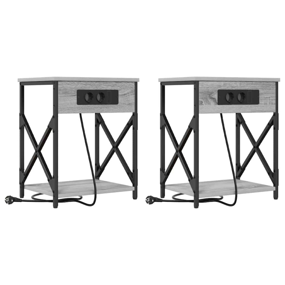vidaXL Dulap de noapte 2 pcs sonoma gri 41 x 31 x 51 cm Lemn compozit