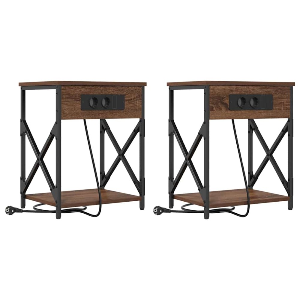 vidaXL Dulap de noapte 2 pcs Stejar brun 41 x 31 x 51 cm Lemn compozit