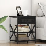 vidaXL Cabinet de noptiere cu stație de încărcare cu raft Stejar negru vidaXL Cabinet de noptiere cu stație de încărcare cu raft Stejar negru