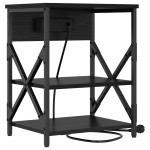 vidaXL Cabinet de noptiere cu stație de încărcare cu raft Stejar negru vidaXL Cabinet de noptiere cu stație de încărcare cu raft Stejar negru