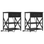 vidaXL Cabinet de noptiere cu stație de încărcare 2 pcs Stejar negru vidaXL Cabinet de noptiere cu stație de încărcare 2 pcs Stejar negru