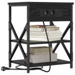 vidaXL Cabinet de noptiere cu stație de încărcare 2 pcs Stejar negru vidaXL Cabinet de noptiere cu stație de încărcare 2 pcs Stejar negru