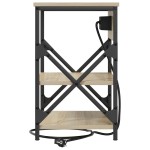 vidaXL Cabinet de noptiere cu stație de încărcare Stejar sonoma vidaXL Cabinet de noptiere cu stație de încărcare Stejar sonoma