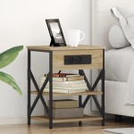 vidaXL Cabinet de noptiere cu stație de încărcare 2 pcs Stejar sonoma vidaXL Cabinet de noptiere cu stație de încărcare 2 pcs Stejar sonoma