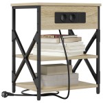vidaXL Cabinet de noptiere cu stație de încărcare 2 pcs Stejar sonoma vidaXL Cabinet de noptiere cu stație de încărcare 2 pcs Stejar sonoma