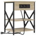 vidaXL Cabinet de noptiere cu stație de încărcare 2 pcs Stejar sonoma vidaXL Cabinet de noptiere cu stație de încărcare 2 pcs Stejar sonoma