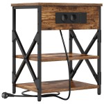 vidaXL Cabinet de noptiere cu stație de încărcare 2 pcs Stejar afumat vidaXL Cabinet de noptiere cu stație de încărcare 2 pcs Stejar afumat