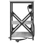 vidaXL Cabinet de noptiere cu stație de încărcare cu raft sonoma gri