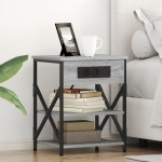 vidaXL Cabinet de noptiere cu stație de încărcare 2 pcs sonoma gri vidaXL Cabinet de noptiere cu stație de încărcare 2 pcs sonoma gri