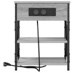 vidaXL Cabinet de noptiere cu stație de încărcare 2 pcs sonoma gri vidaXL Cabinet de noptiere cu stație de încărcare 2 pcs sonoma gri