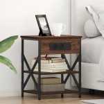 vidaXL Cabinet de noptiere cu stație de încărcare 2 pcs Stejar brun vidaXL Cabinet de noptiere cu stație de încărcare 2 pcs Stejar brun
