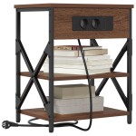 vidaXL Cabinet de noptiere cu stație de încărcare 2 pcs Stejar brun vidaXL Cabinet de noptiere cu stație de încărcare 2 pcs Stejar brun