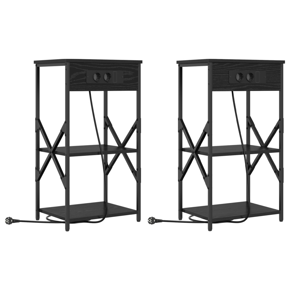 vidaXL Noptiere 2 pcs Stejar negru 41 x 31 x 76 cm Lemn compozit