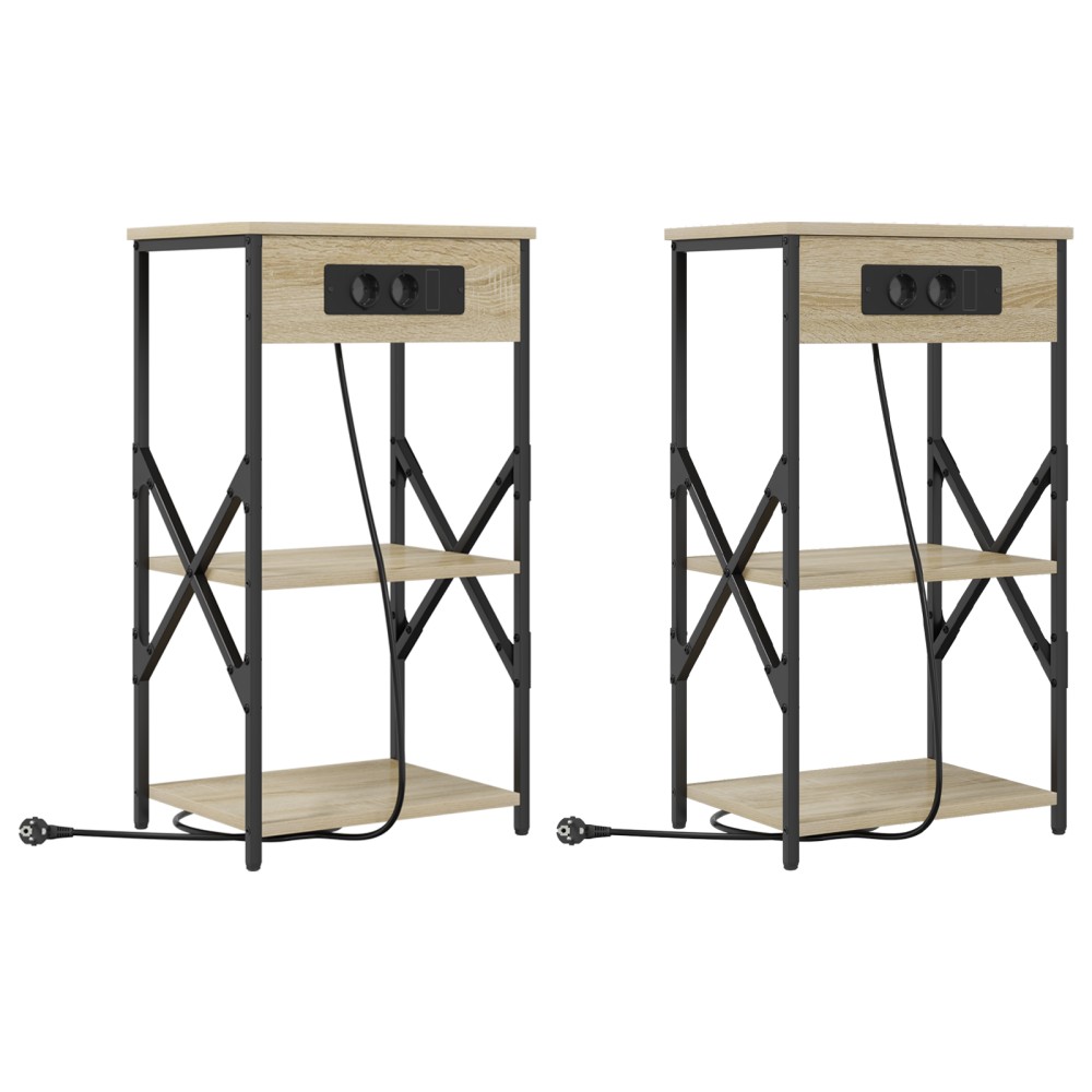 vidaXL Noptiere 2 pcs Stejar sonoma 41 x 31 x 76 cm Lemn compozit