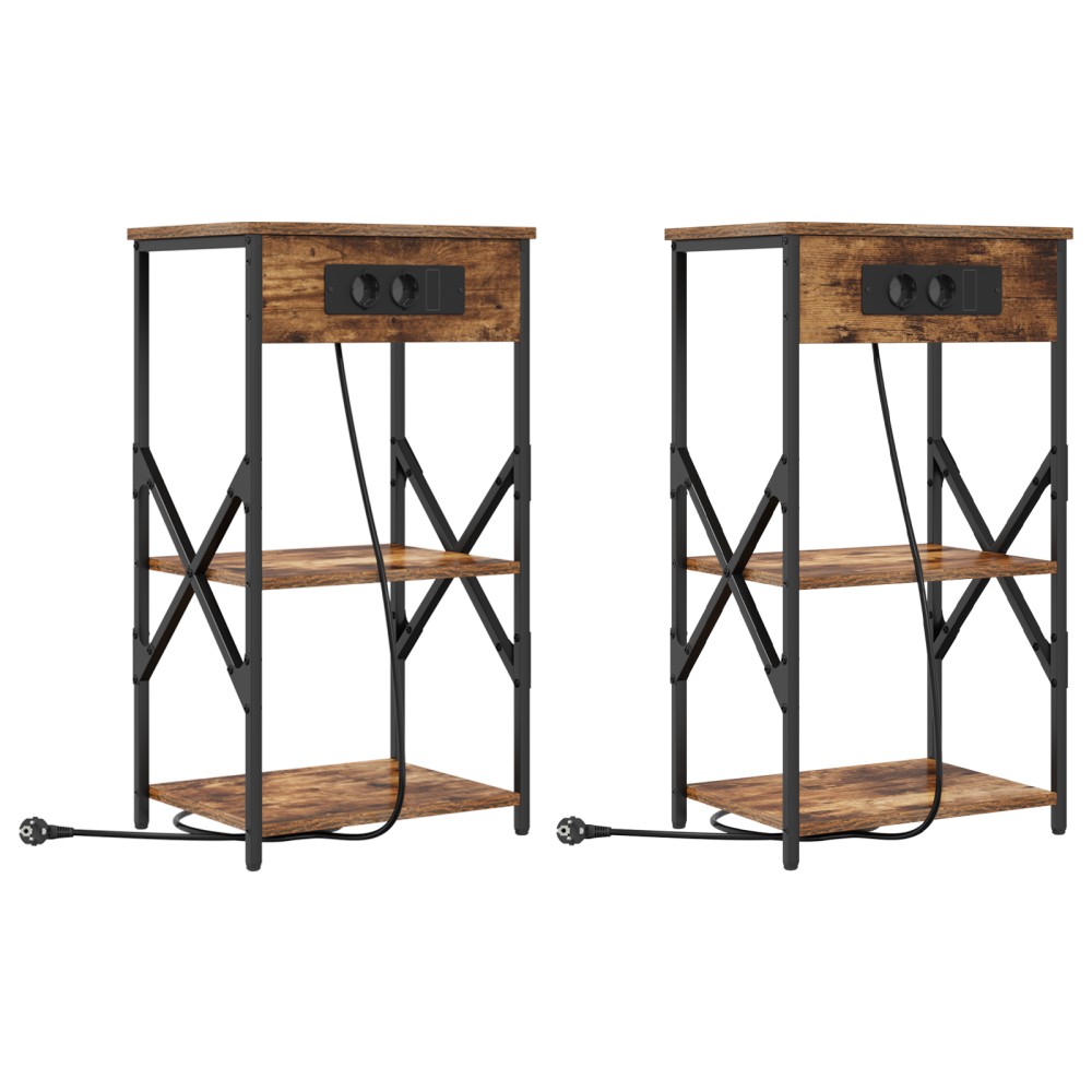vidaXL Noptiere 2 pcs Stejar afumat 41 x 31 x 76 cm Lemn compozit