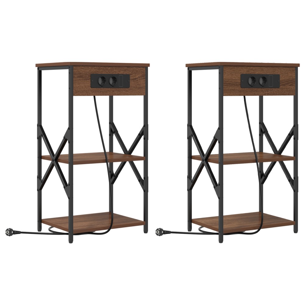 vidaXL Noptiere 2 pcs Stejar brun 41 x 31 x 76 cm Lemn compozit