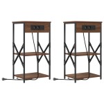 vidaXL Noptiere 2 pcs Stejar brun 41 x 31 x 76 cm Lemn compozit