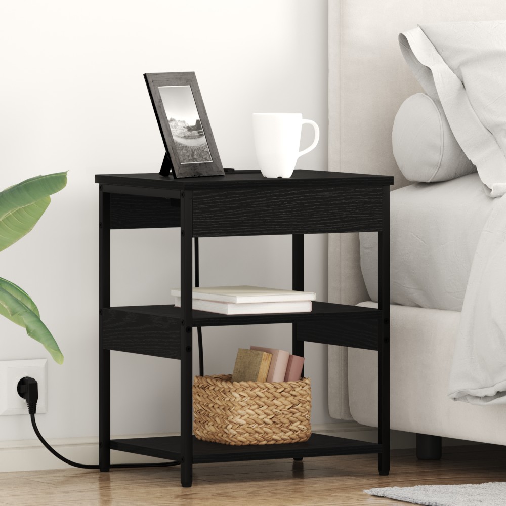 vidaXL Dulap de noapte Stejar negru 41 x 31 x 51 cm Lemn compozit