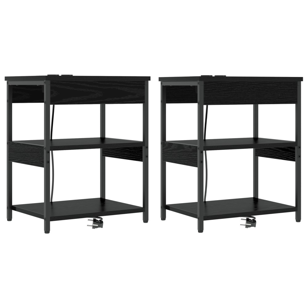 vidaXL Noptiere 2 pcs Stejar negru 41 x 31 x 51 cm Lemn compozit
