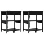 vidaXL Noptiere 2 pcs Stejar negru 41 x 31 x 51 cm Lemn compozit