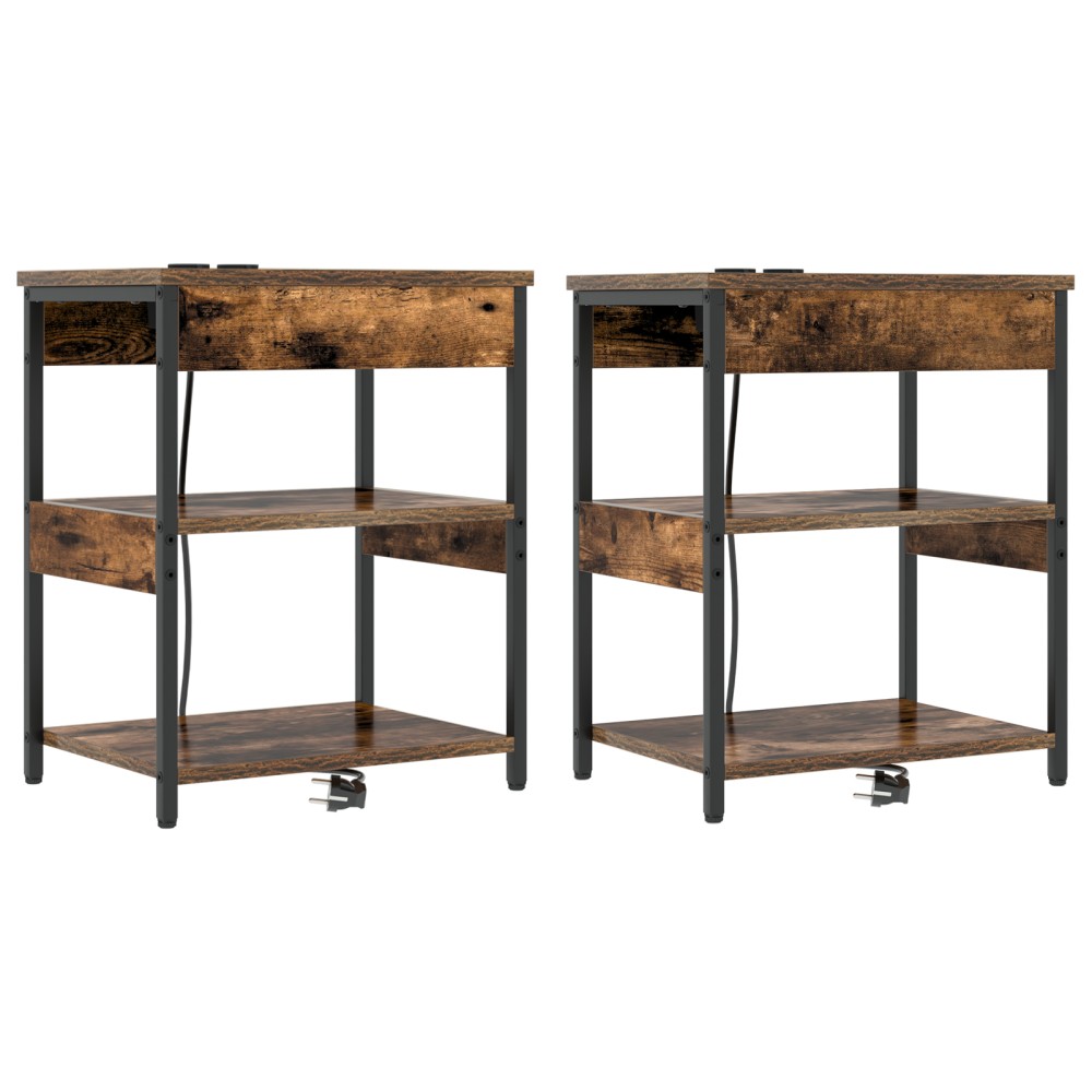 vidaXL Noptiere 2 pcs Stejar afumat 41 x 31 x 51 cm Lemn compozit