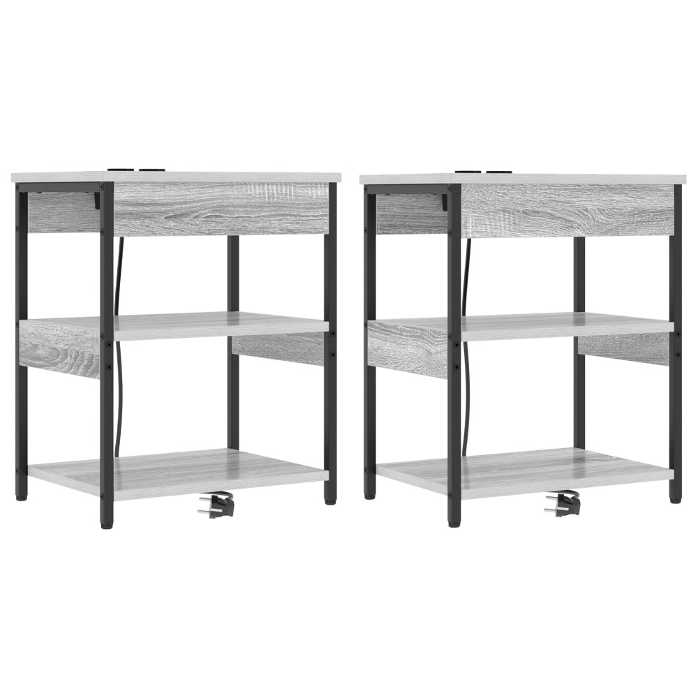 vidaXL Noptiere 2 pcs sonoma gri 41 x 31 x 51 cm Lemn compozit