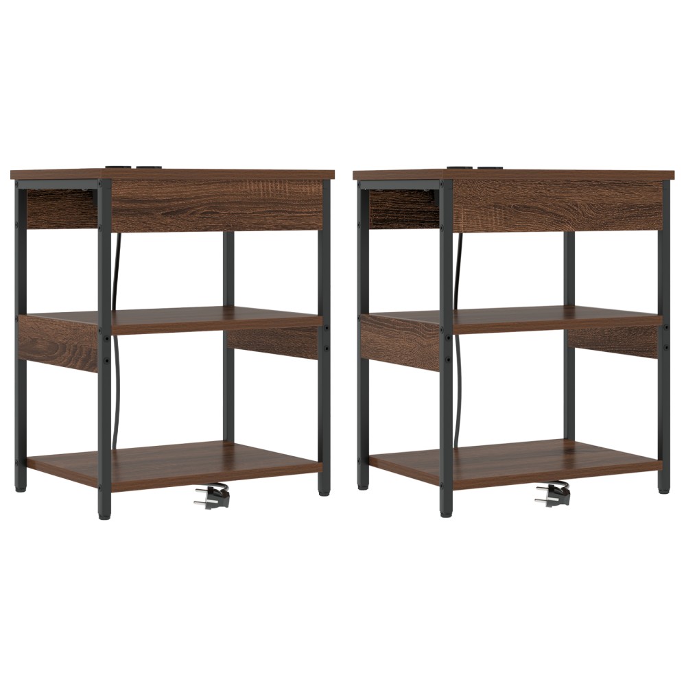 vidaXL Noptiere 2 pcs Stejar brun 41 x 31 x 51 cm Lemn compozit