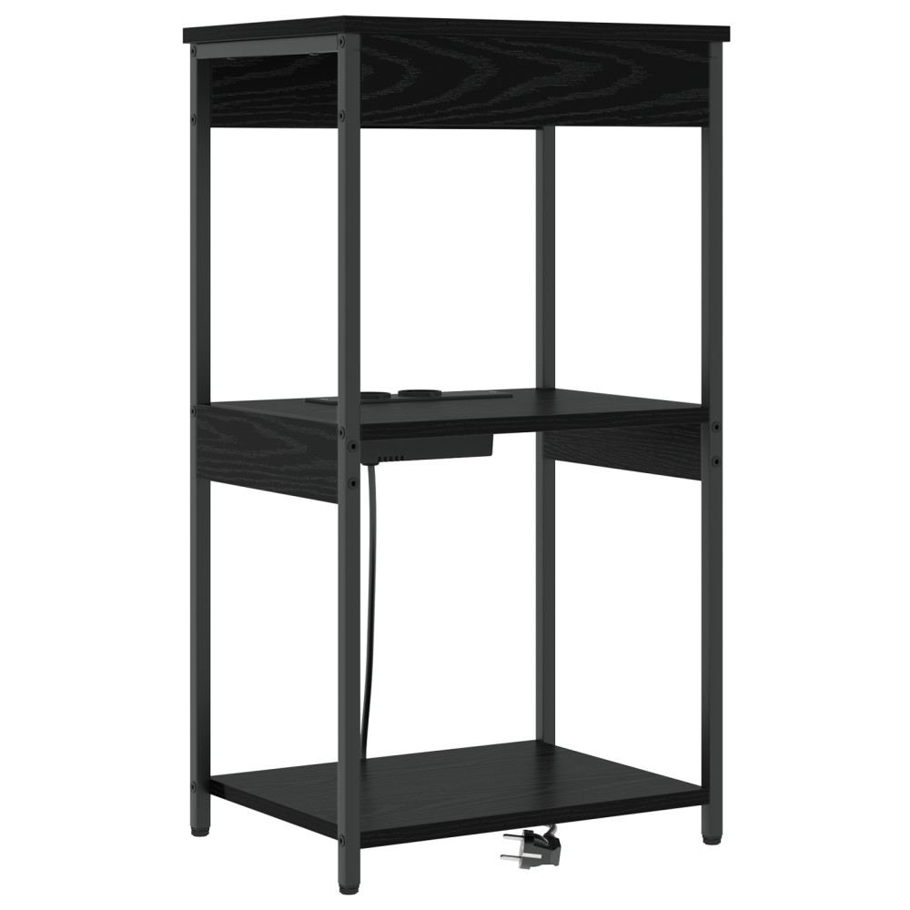 vidaXL Cabinet de noptiere cu stație de încărcare cu raft Stejar negru