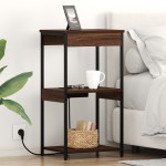 vidaXL Cabinet de noptiere cu stație de încărcare cu raft Stejar brun vidaXL Cabinet de noptiere cu stație de încărcare cu raft Stejar brun
