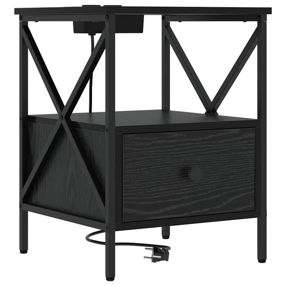 vidaXL Dulap de noapte Stejar negru 41.5 x 40.5 x 55 cm Lemn compozit