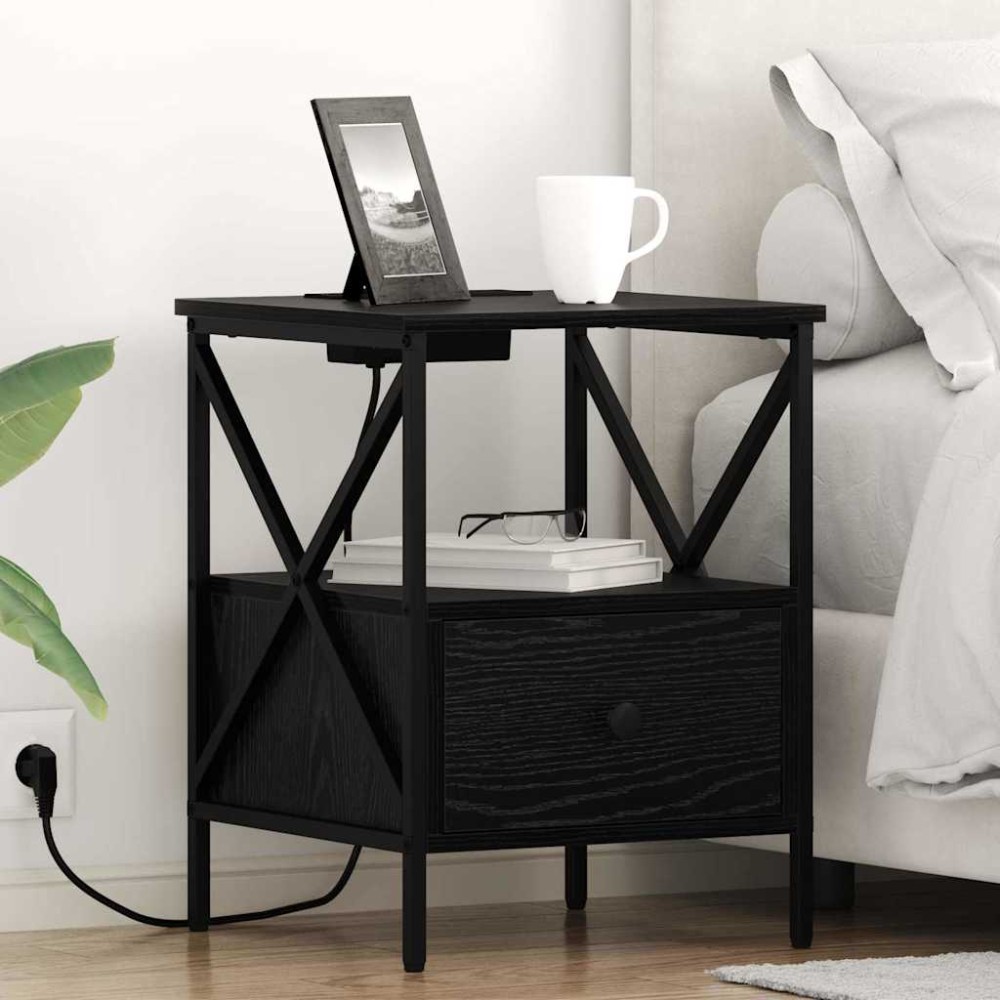 vidaXL Dulap de noapte Stejar negru 41.5 x 40.5 x 55 cm Lemn compozit