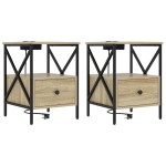 vidaXL Dulap de noapte 2 pcs Stejar sonoma 41.5 x 40.5 x 55 cm