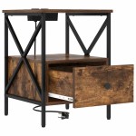 vidaXL Dulap de noapte Stejar afumat 41.5 x 40.5 x 55 cm Lemn compozit