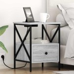 vidaXL Dulap de noapte cu sertar 2 pcs sonoma gri 41.5 x 40.5 x 55 cm vidaXL Dulap de noapte cu sertar 2 pcs sonoma gri 41.5 x 40.5 x 55 cm