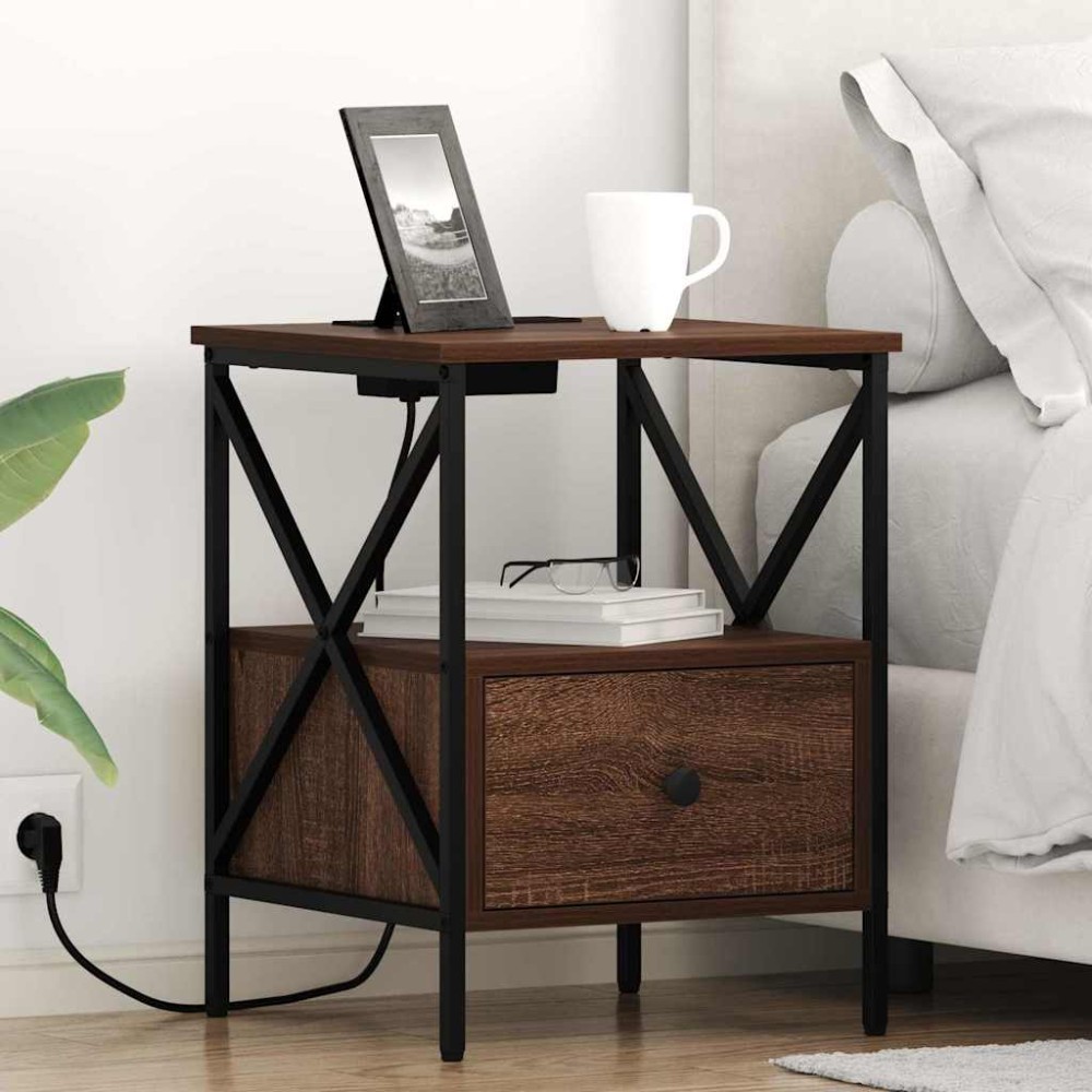 vidaXL Dulap de noapte Stejar brun 41.5 x 40.5 x 55 cm Lemn compozit