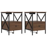 vidaXL Dulap de noapte cu sertar 2 pcs Stejar brun 41.5 x 40.5 x 55 cm