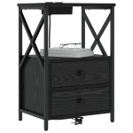 vidaXL Cabinet de noptiere cu stație de încărcare 2 pcs Stejar negru