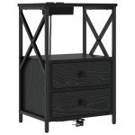 vidaXL Cabinet de noptiere cu stație de încărcare 2 pcs Stejar negru